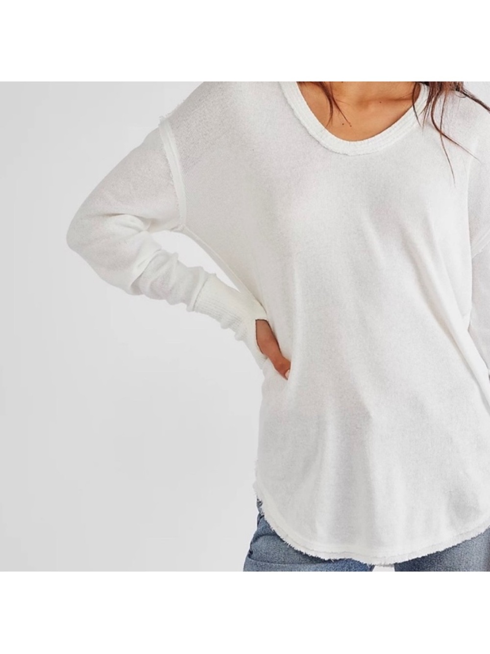 NWT Free People We The Free Colby Long Sleeve Ivory Top S